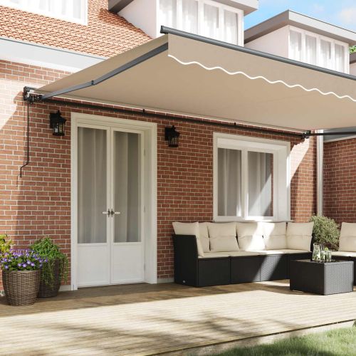 Рамка за сенник Бежово 500 × 300 cm Полиестер с PU покритие