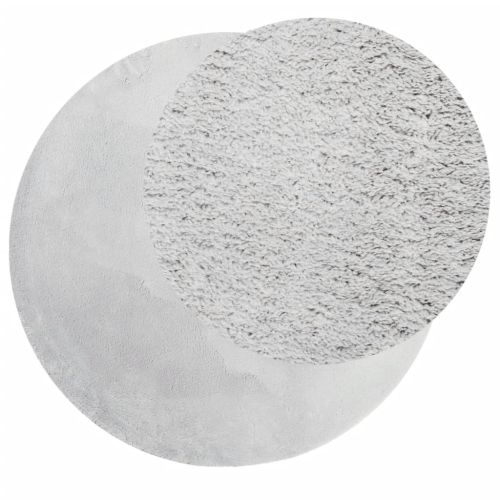 Килим HUARTE с къс косъм, мек и миещ се, сив, Ø 80 см