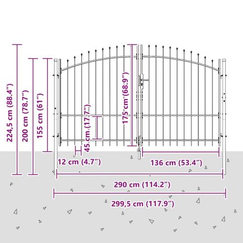 Двойна порта с заключване Woerden Сив 299,5 x 224,5 см Стомана