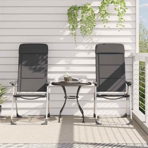 Къмпинг столове, 2 бр, сиви, 58x69x111 см, алуминий