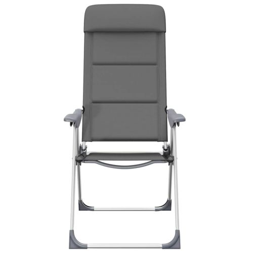 Къмпинг столове, 2 бр, сиви, 58x69x111 см, алуминий