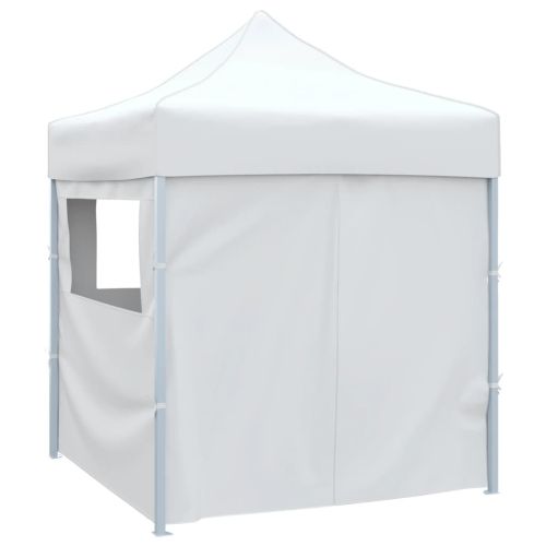 Сгъваема парти шатра с 4 странични стени 2x2 м стомана бяла