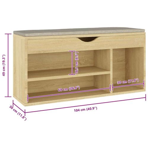 Пейка за обувки, дъб сонома, 104x30x49 см, инженерно дърво