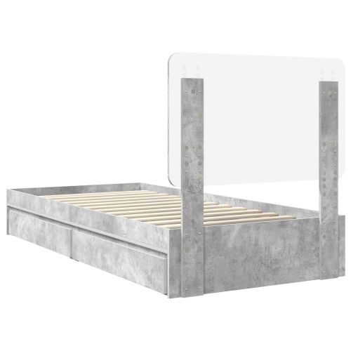 Легло с място за съхранение Циментено сиво 100 x 200 cm