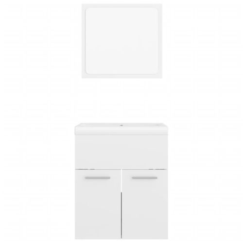 Комплект мебели за баня, бял гланц, ПДЧ
