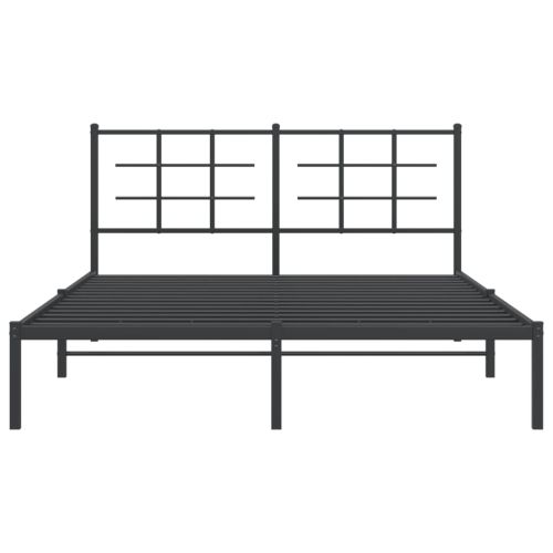 Метална рамка за легло с горна табла, черна, 150x200 см