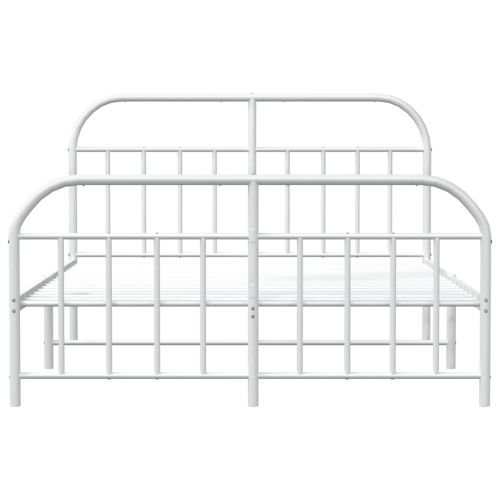 Метална рамка за легло с горна и долна табла, бяла, 180x200 см