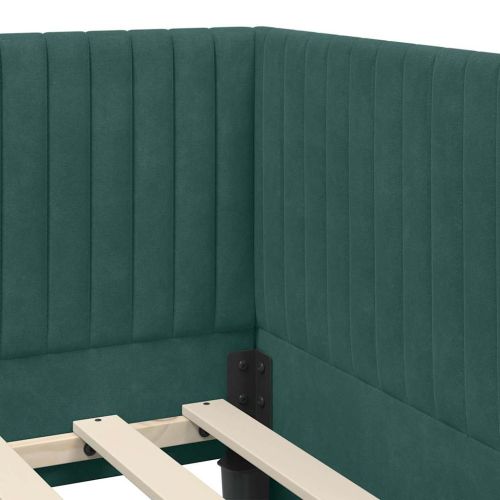 Ъглова рамка за легло Тъмен зелен 100 см x 200 см Кадифе