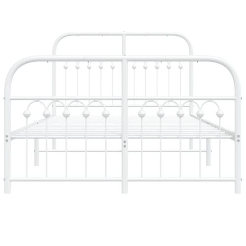 Метална рамка за легло с горна и долна табла, бяла, 120x200 см