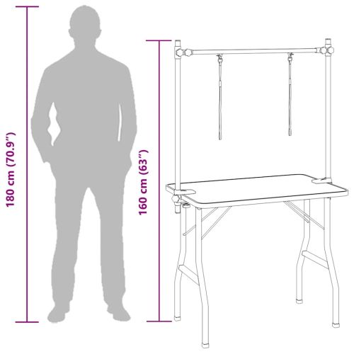 Маса за подстригване на домашни любимци, регулируема, 2 примки
