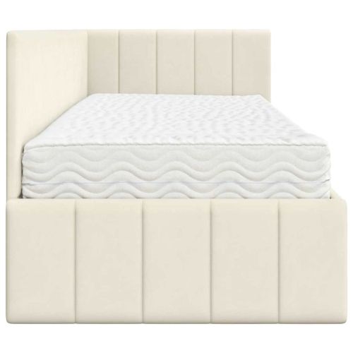 Ъглова рамка за легло с матрак с таблото 2 pcs Крем Кадифе