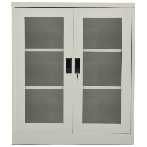 Офис шкаф, светлосив, 90x40x105 см, стомана