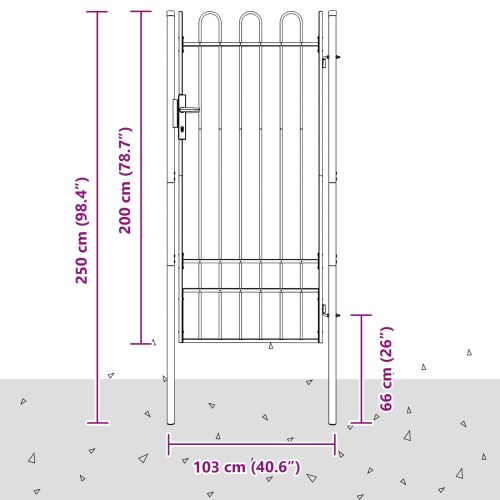 Врата за ограда с заключване Boxtel Сив 103 x 250 см