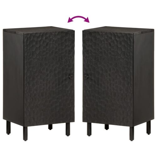 Страничен шкаф, черен, 40x33x75 см, манго масивно дърво