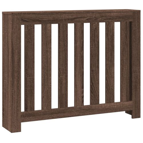 Капак за радиатор, кафяв дъб, 104x20x82 см, инженерно дърво