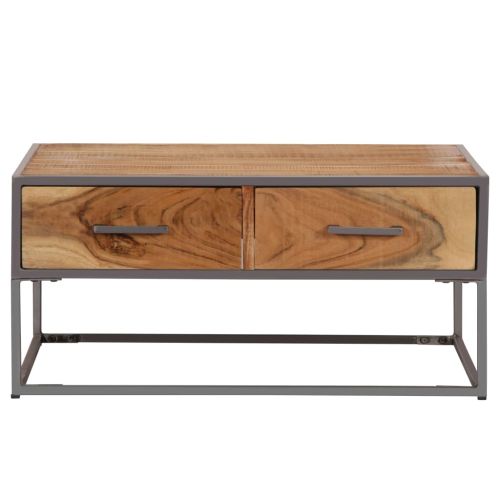 Маса за кафе, 75x75x35 см, акациево дърво масив