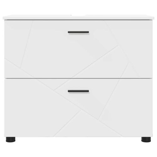 Шкаф за баня Бяло 76,5 x 35 x 64 см Инженерно дърво & Метал