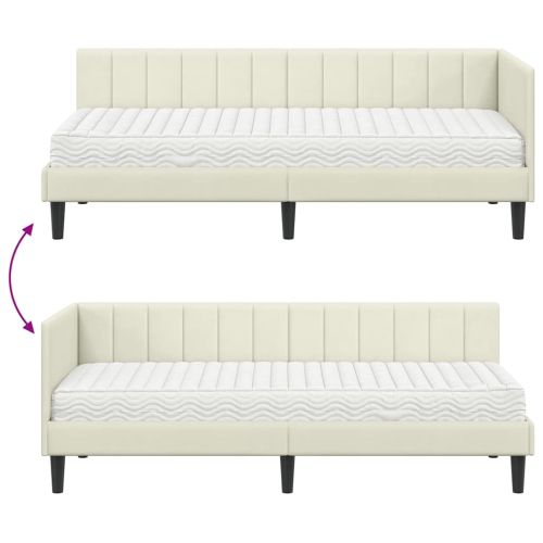 Ъглова рамка за легло с матрак с таблото 2 pcs Крем Кадифе