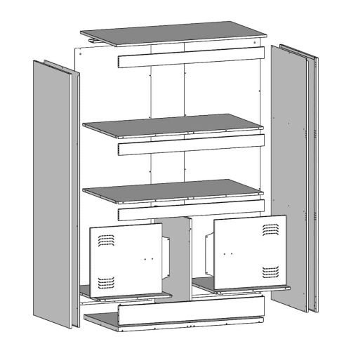 Бюфет, маслиненозелен, 67x39x107 см, стомана