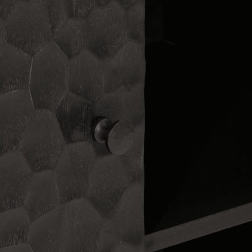 Страничен шкаф, черен, 90x33x75 см, манго масивно дърво