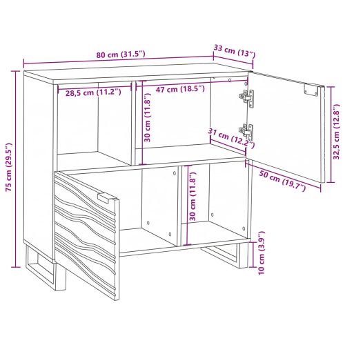 Шкаф Кафяво 80 x 33 x 75 см мангово дърво масив