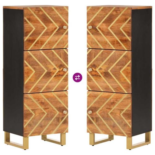 Висок шкаф, кафяво и черно, 40x33,5x110 см, мангово дърво масив