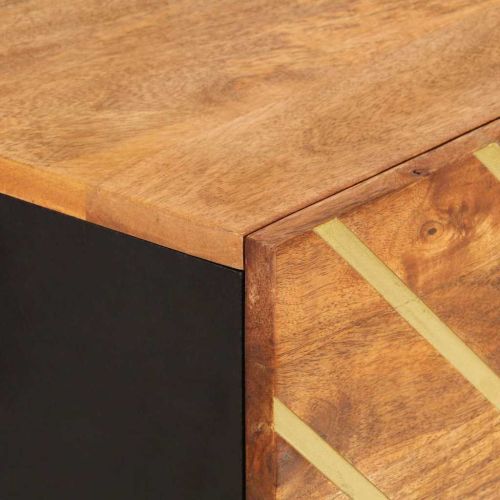 Висок шкаф, кафяво и черно, 40x33,5x110 см, мангово дърво масив