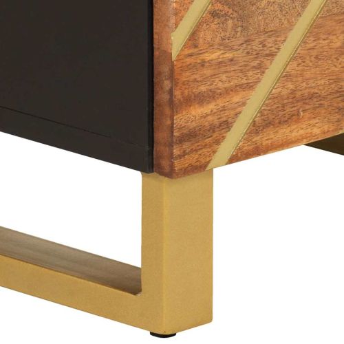 Висок шкаф, кафяво и черно, 40x33,5x110 см, мангово дърво масив