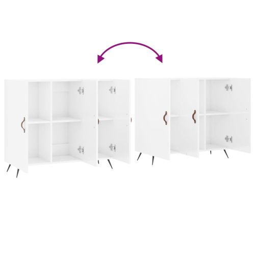 Сайдборд, бял гланц, 90x34x80 см, инженерно дърво