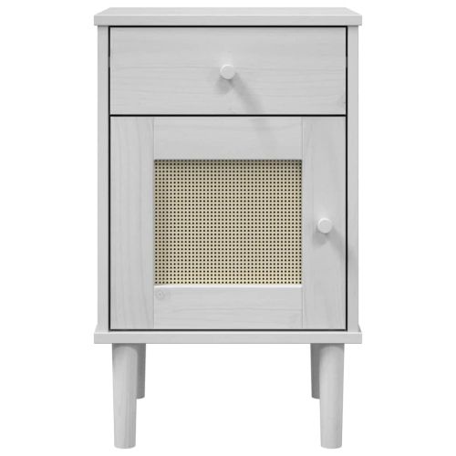 Нощно шкафче SENJA ратанова визия бяло 40x35x65 см бор масив
