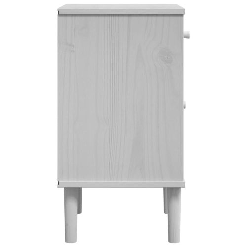 Нощно шкафче SENJA ратанова визия бяло 40x35x65 см бор масив