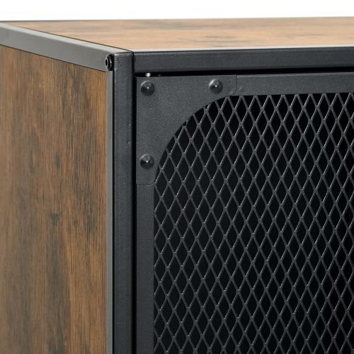 Шкаф за съхранение, рустик кафяво, 72x36x82 см, метал и МДФ