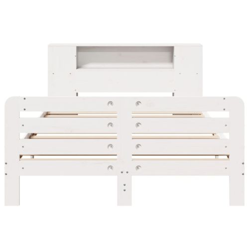 Рамка за легло без матрак, бял, 120x190 см, борово дърво масив