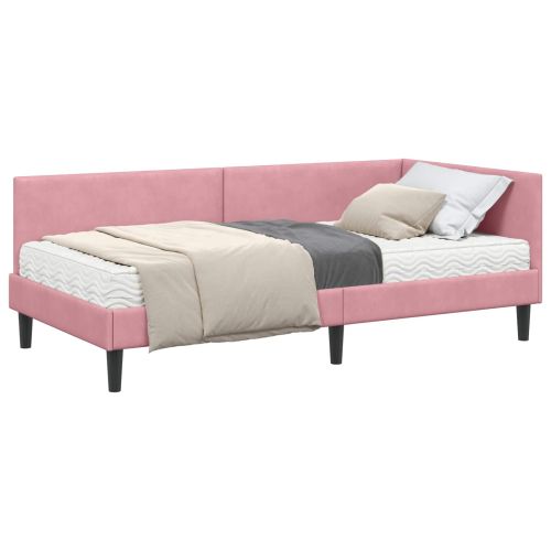 Ъглова рамка за легло с матрак Друг с таблото 2 pcs Сив Кадифе