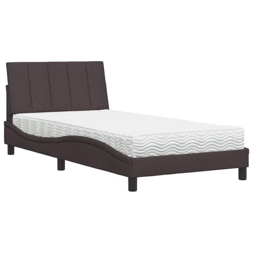 Легло с матрак Hanko, тъмнокафяво, 100x200 см, плат