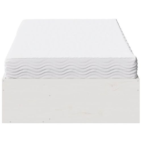 Дневно легло с матрак бяло 100x200 cm масивна дървесина бор