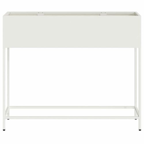 Повдигната градинска саксия Бяло 100 x 26 x 82 см Стомана