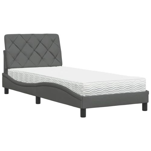 Легло с матрак, тъмносив, 80x200 см, плат