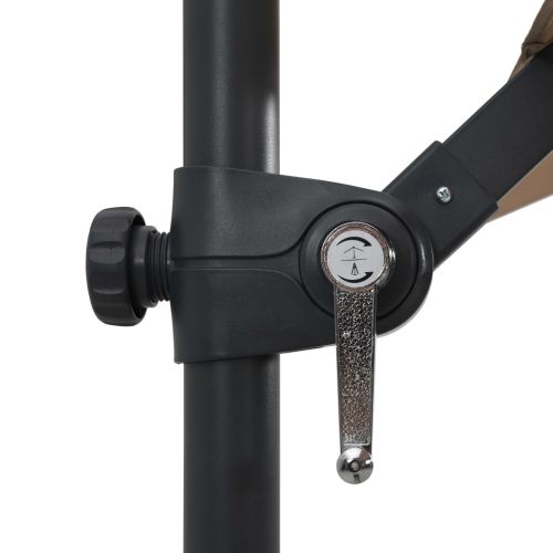 Конзолен градински чадър LED и стоманен стълб 250x250 см таупе