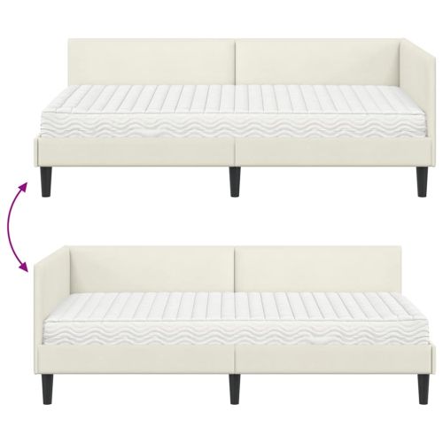 Ъглова рамка за легло с матрак Друг с таблото 2 pcs Крем Кадифе