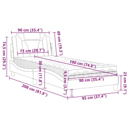 Легло Viana без матрак, бяло, 90x190 см изкуствена кожа