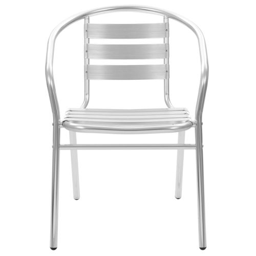 Градински трапезен комплект, 5 части, алуминий, сребрист