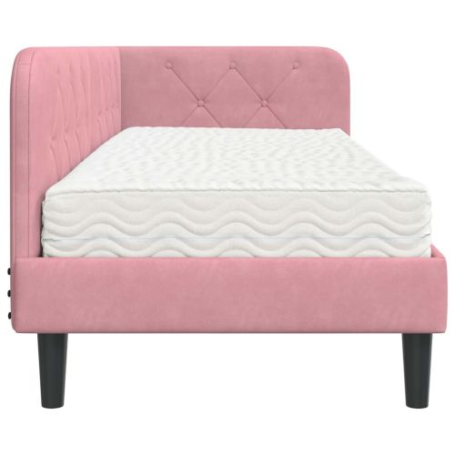 Ъглова рамка за легло Розово 80 x 200 cm Кадифе