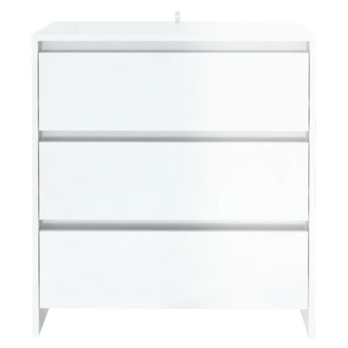 Сайдборд, бял гланц, 70x41x75 см, инженерно дърво