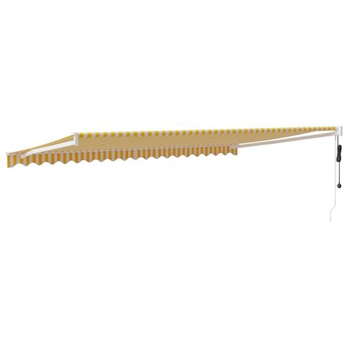 Автоматично прибираща се тента, жълто и бяло, 5x3 м