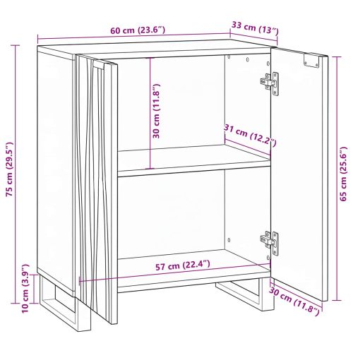 Служебен шкаф Естествен 60 x 33,5 x 75 см Солидно мангово дърво