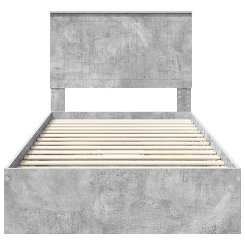 Легло с място за съхранение Циментено сиво 100 x 200 cm