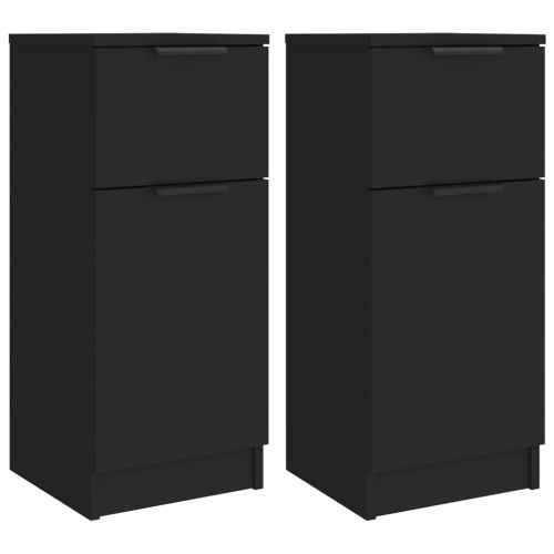 Странични шкафове, 2 бр, черни, 30x30x70 см, инженерно дърво