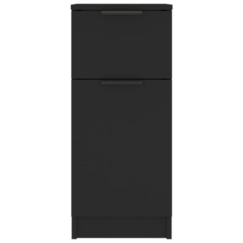 Странични шкафове, 2 бр, черни, 30x30x70 см, инженерно дърво