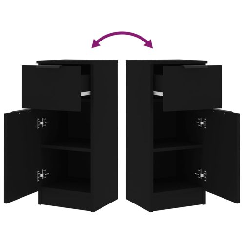 Странични шкафове, 2 бр, черни, 30x30x70 см, инженерно дърво